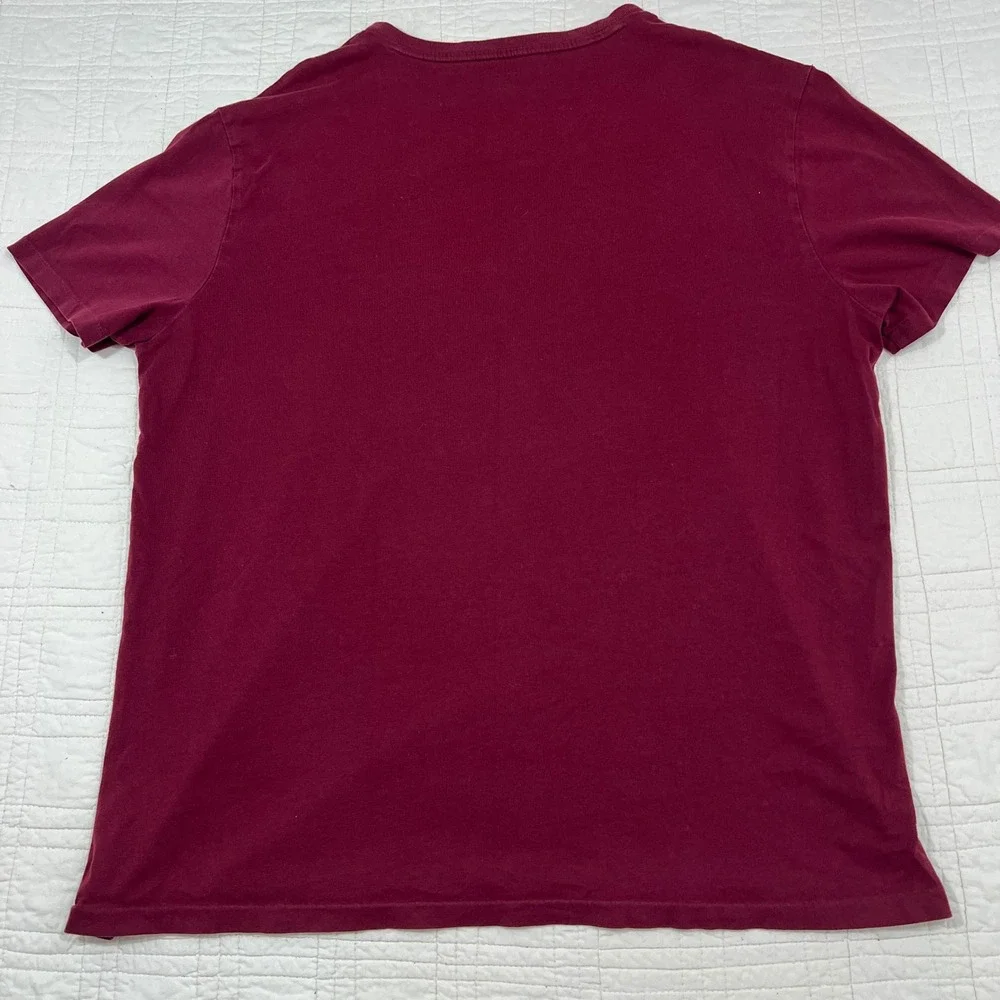 Polo Ralph Lauren Mens V-Neck‎ T-Shirt Burgundy Maroon Cotton Sz Large Pony Logo